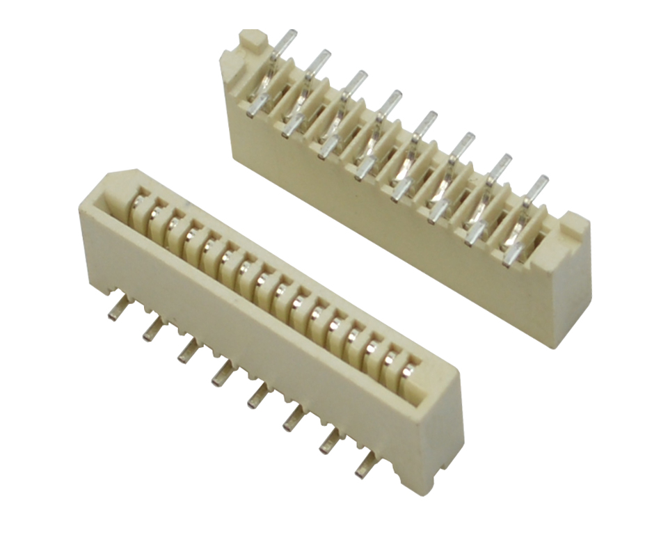 FFC/FPC连接器插座间距1.0mm25P单面接立贴无锁式电路板连接器,宏利